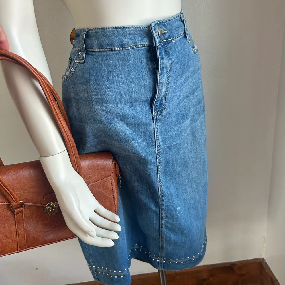 Christopher & banks Studded Denim Skirt 14